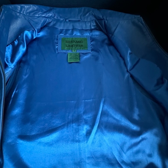 BLUE LEATHER VEST. Fully lined. Blue. SERRANO size S - Picture 8 of 10